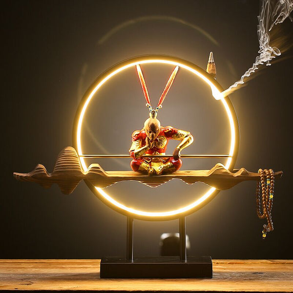 Chinese Zen Layout Living Room Sun Wukong Backflow Incense Burner Desktop Decoration Home Accessories