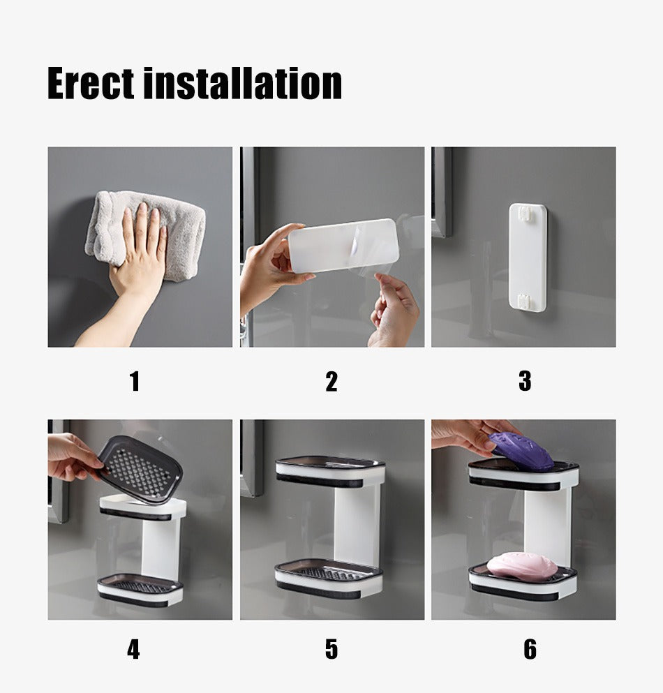 Entwässerungsperforiertes 2-stufiges wandmontiertes Seifenregal für Badezimmer und Küche