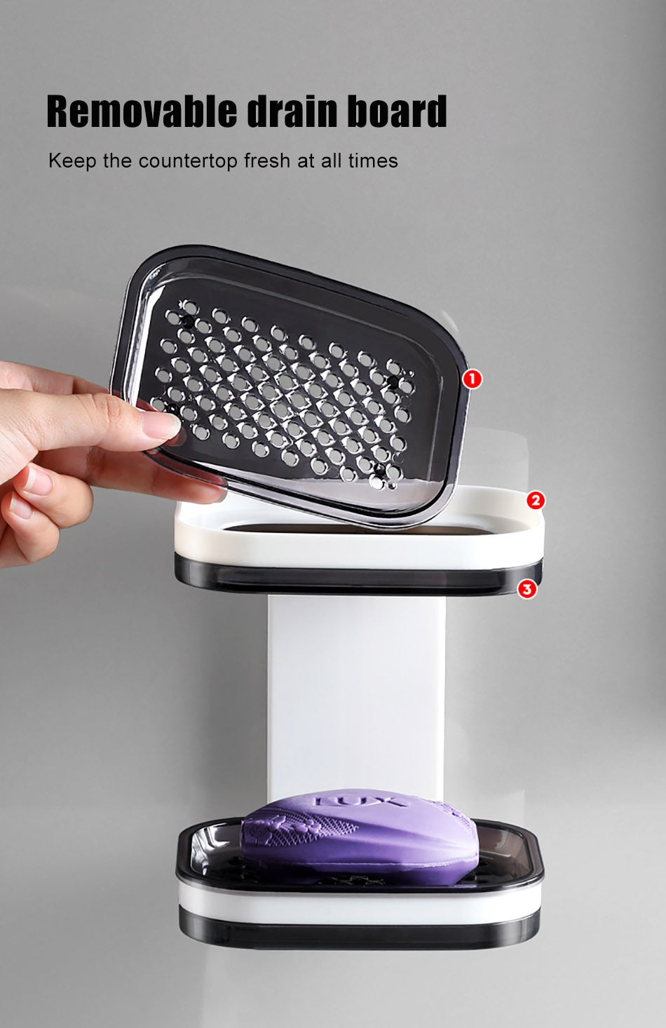 Drainage Perforated 2 Tiers Wall-mounted Soap Rack For Bathroom and Kitchen