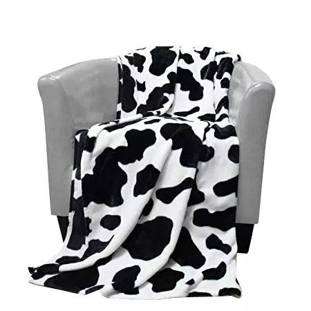 Fleecedecke mit Kuh-Print, schwarz-weiß, kleine Bettdecke, warme Kuhdecke, Plüsch, Schlafzimmerdeko