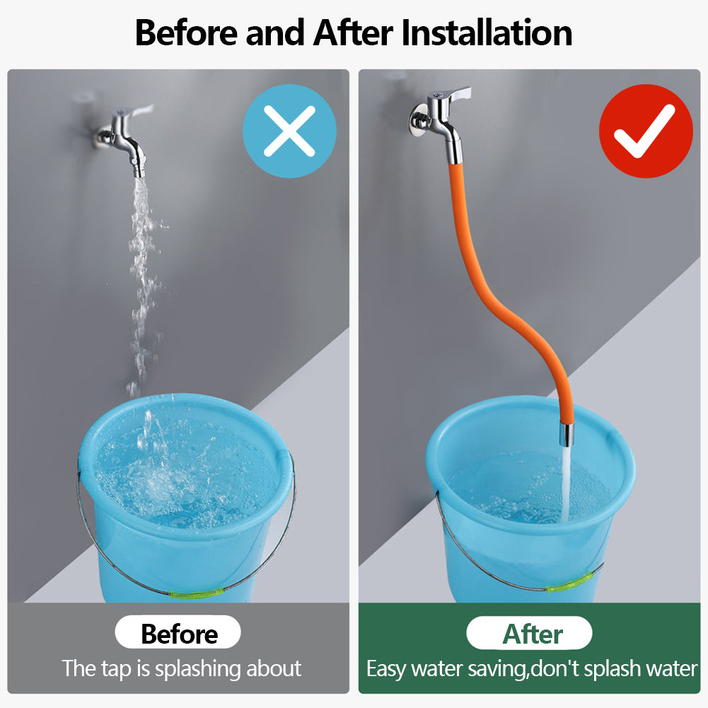 Mehrzweck-Wasserhahn mit Spritzschutz und 360° drehbarer Verlängerung