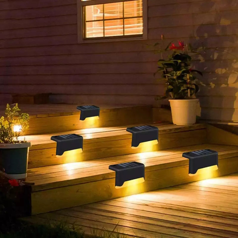 (Paquet de 12) Lampes solaires d'extérieur à LED étanches, blanc chaud et changement de couleur, lampes solaires pour poteaux de clôture pour escaliers, clôture, terrasse, jardin, patio, porche