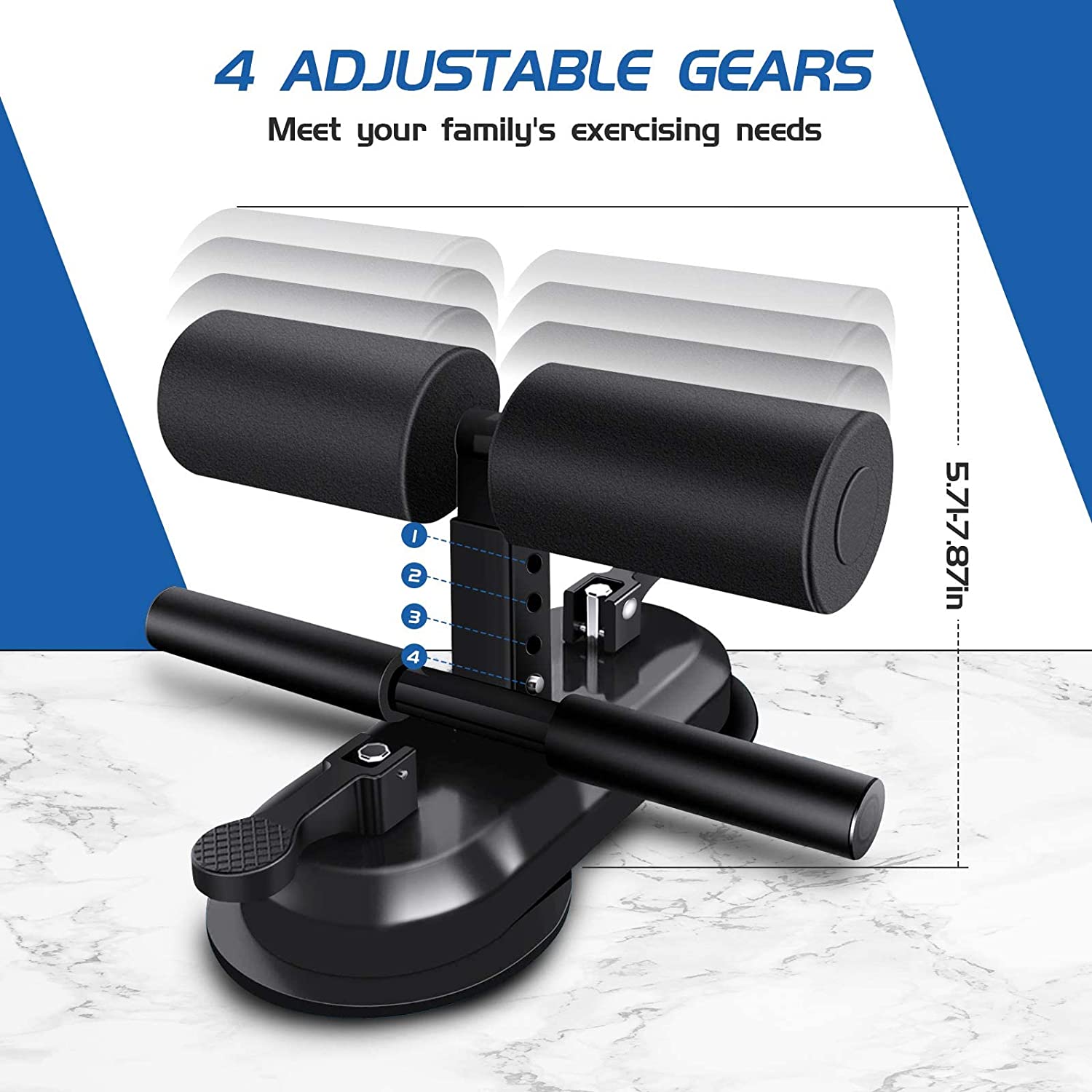 Adjustable Portable Sit-Up Bar, Leg Bracket With Vacuum Suction Base For Abs Fitness Training