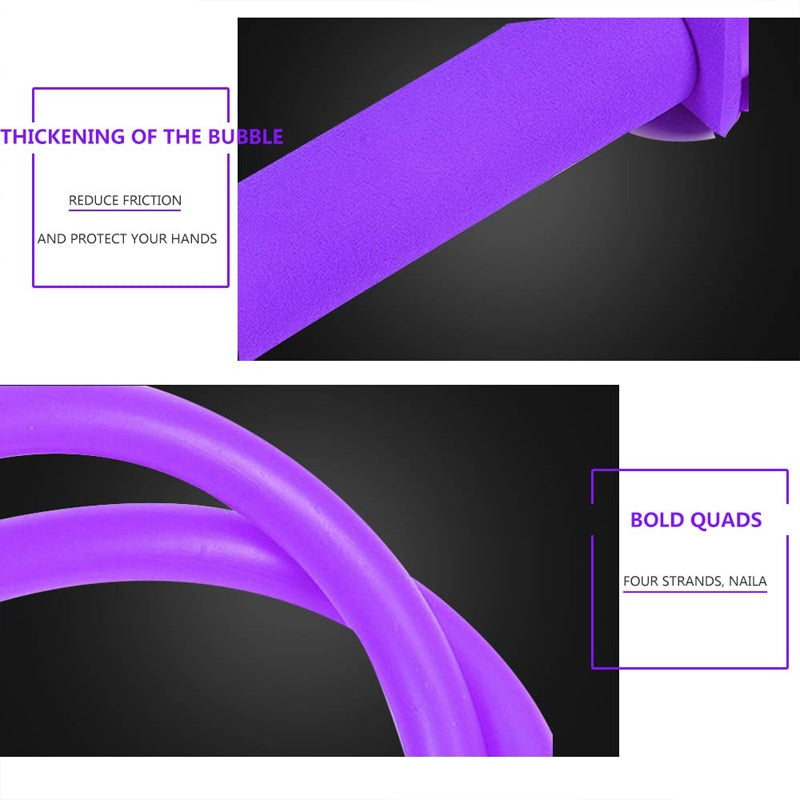 Fitness-Übungsgummi, 4 Schläuche, elastische Gummipedale, Widerstandsband mit Sit-Up-Zugseil für Yoga, Pilates und Trainingsgeräte