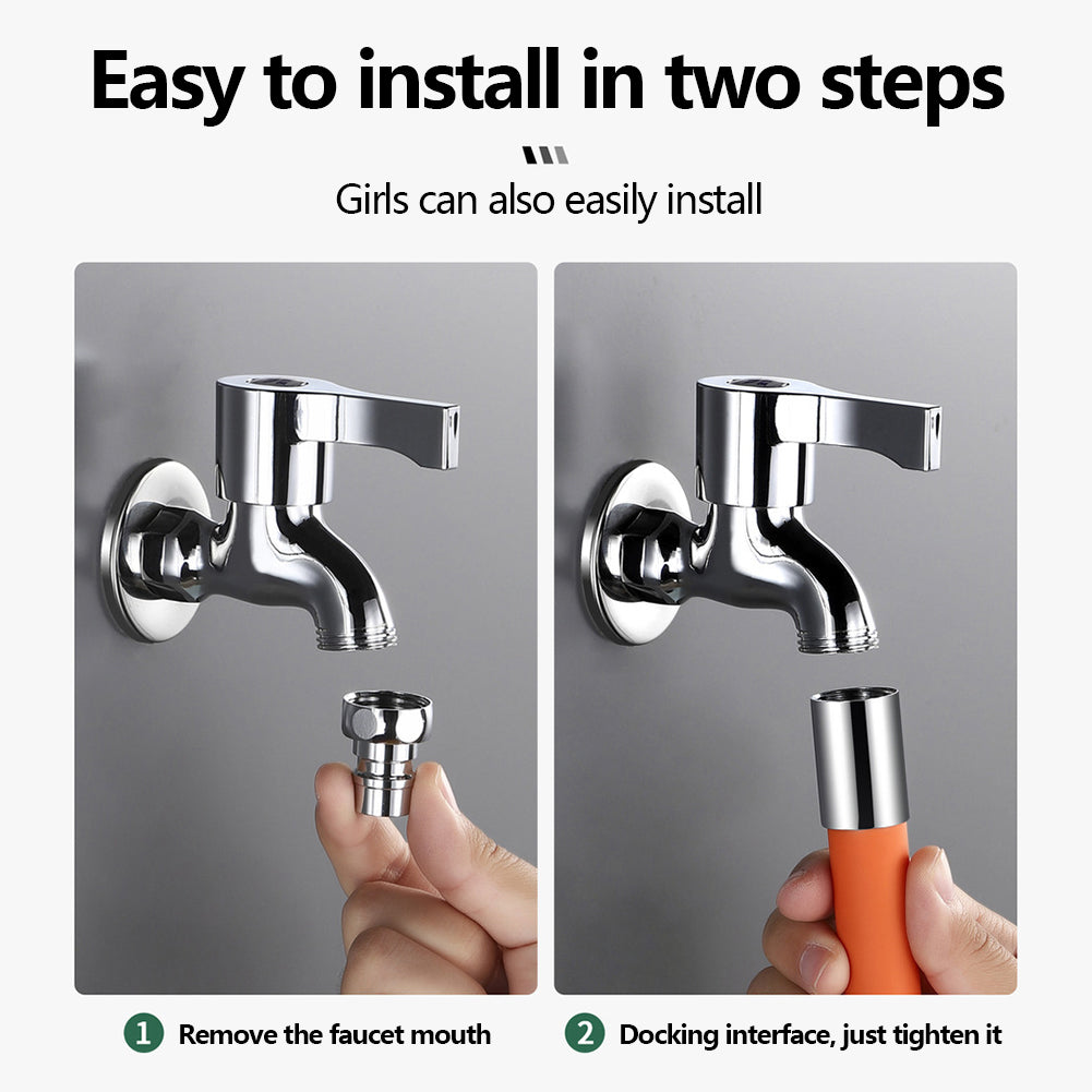 Mehrzweck-Wasserhahn mit Spritzschutz und 360° drehbarer Verlängerung