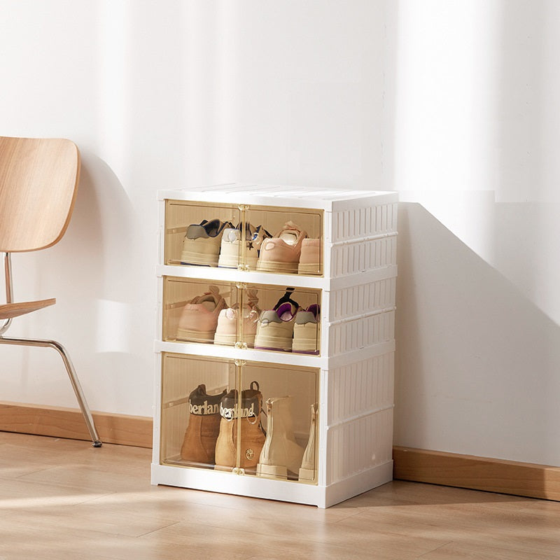 ShoeMate Cabinet: Elegant Stackable Shoe Cabinet With Transparent Doors