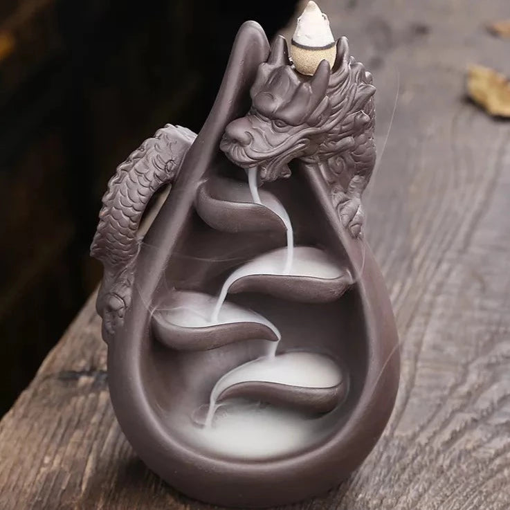 Dragon Theme Ceramic Incense Holder Cone Backflow Incense Burner