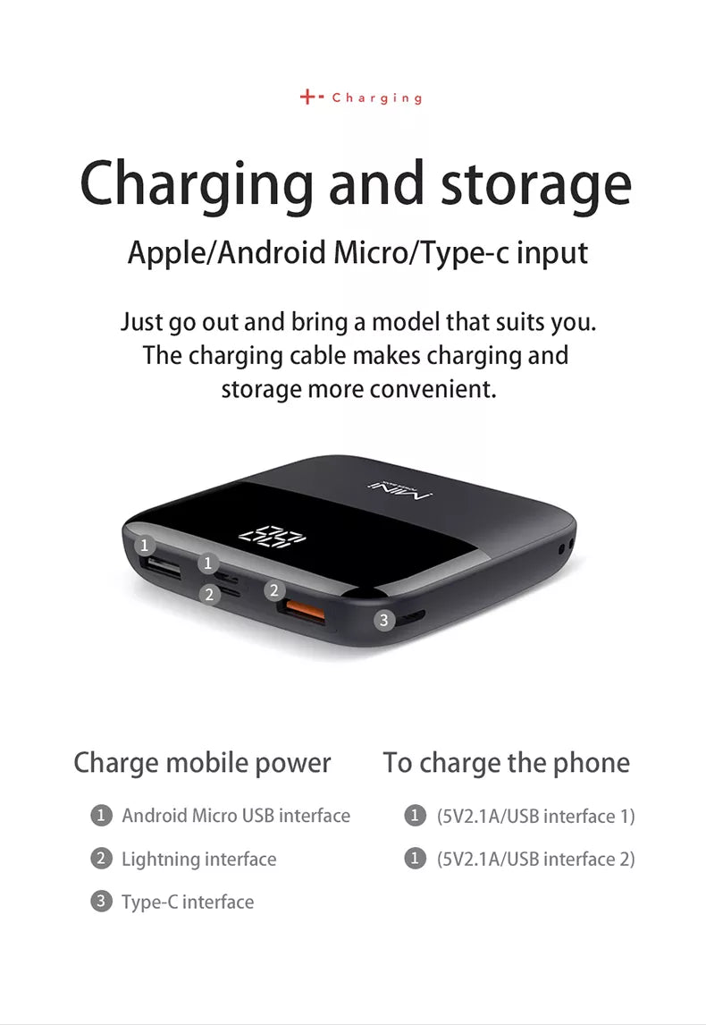 SM ChargeMate - Tragbare Mini-Powerbank mit 10000 mAh 
