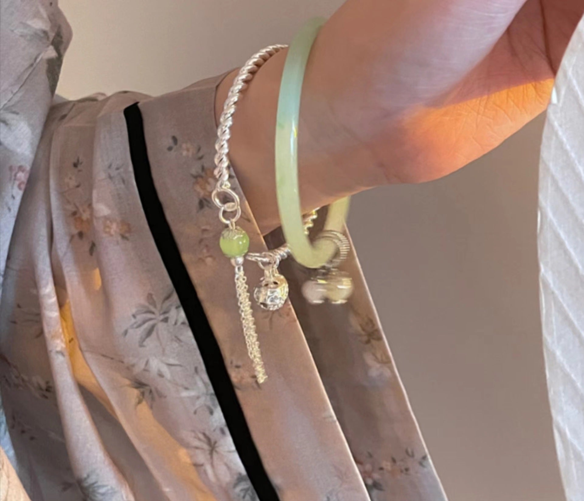 Fashion Wrist width Adjustable Metal Bell Butterfly Tassel Bracelets