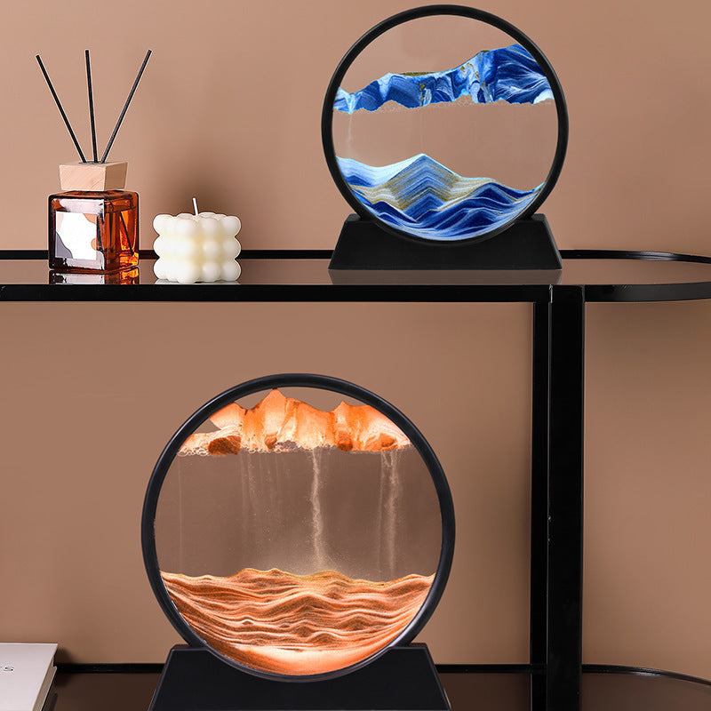 Bewegtes Sandkunstbild, Sandlandschaften im 3D-Glasbild