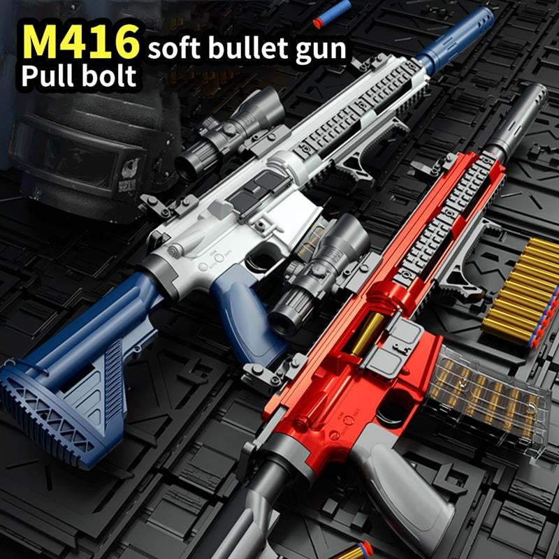 M416 Soft Push Shell Bullet Gun, EVA Soft Bullet Rifle Sniper Gun, Armas Blaster Weapon Toy Gun