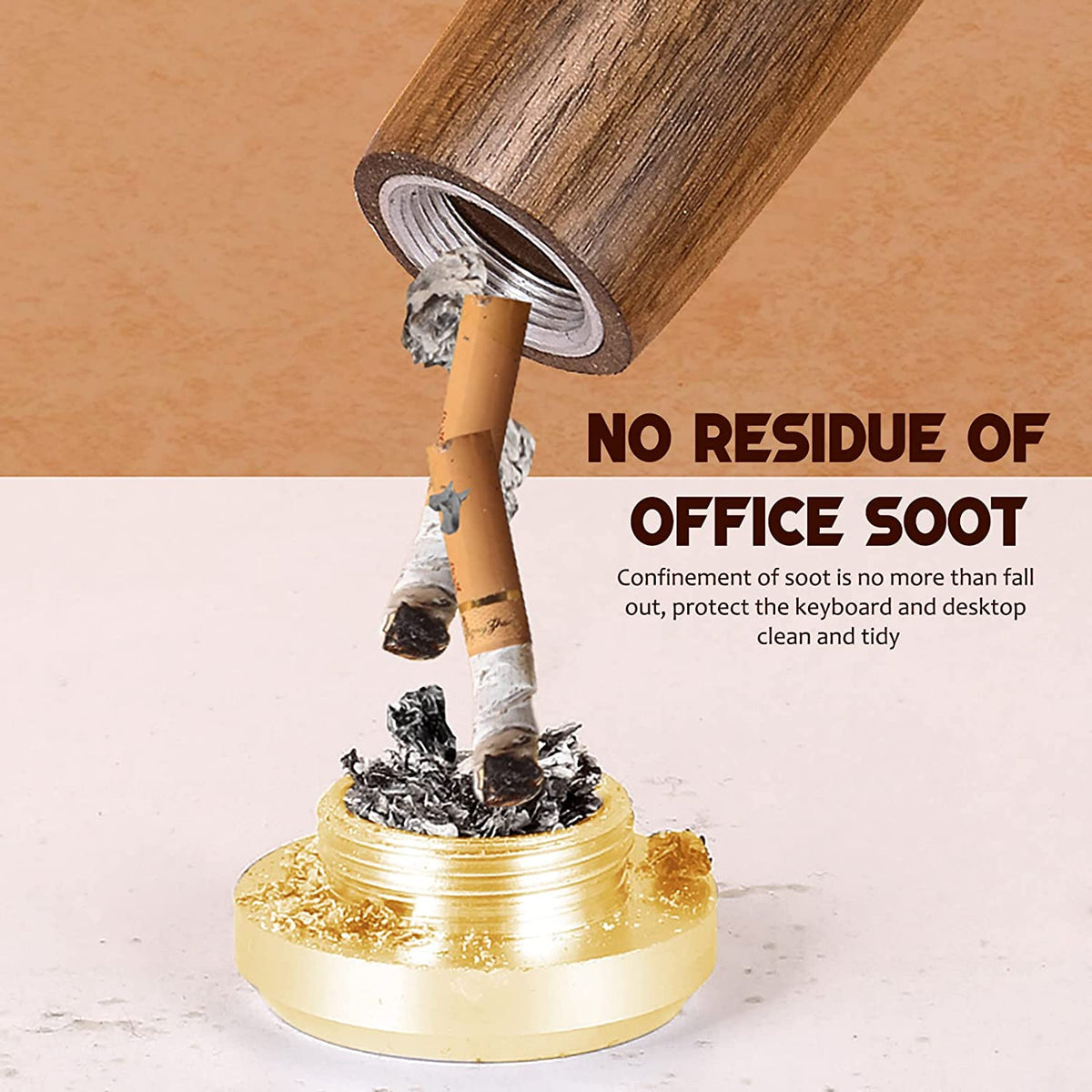 Portable Hand-held Ash-free Filter Walnut Ash Tray For Outdoor, Indoor and Car Smoking