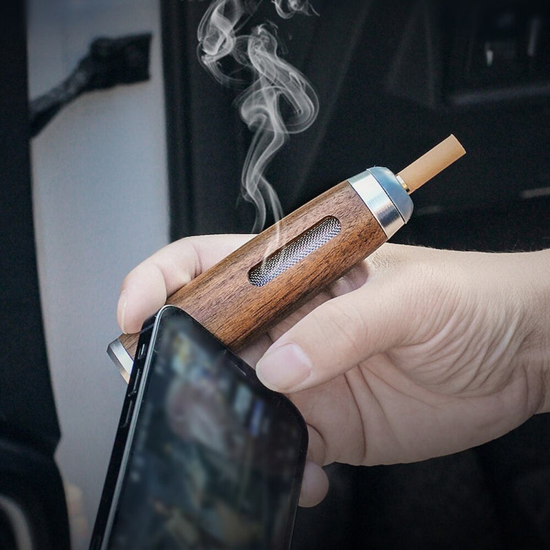 Tragbarer, handlicher Aschenbecher mit aschefreiem Filter aus Walnussholz für das Rauchen im Freien, im Innenbereich und im Auto