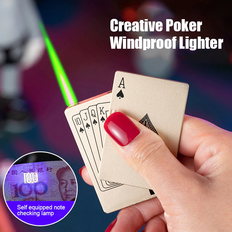 Windproof Unique Playing Cards Metallic Lighter
