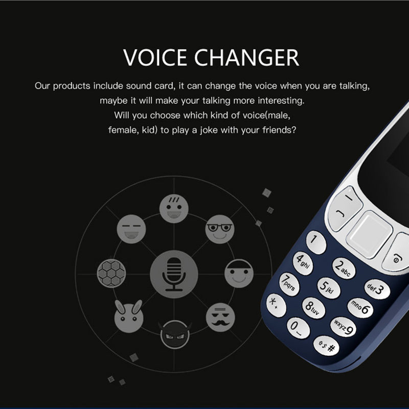 Mini Phone Portable Dual Sim Cards Voice Changer MP3/4 Player Mini-Bluetooth Mobile Phone Featuring With Voice Changer Standalone Phone