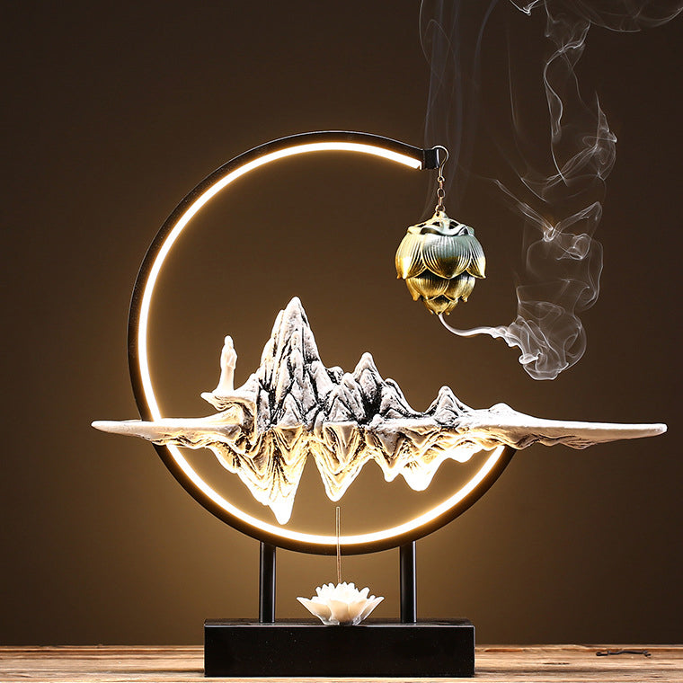 Electronic Backflow Ceramic Incense Burner Waterfall Household Hanging Indoor Incense Creative Zen Tea Ceremony Decoration