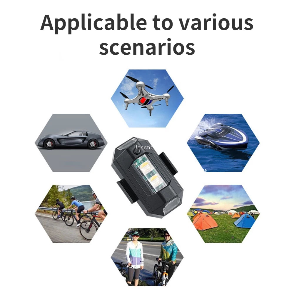 Universal LED Anti-collision Warning Light Mini Signal Light Drone with Strobe Light 7 Colors Turn Signal Indicator Motorcycle