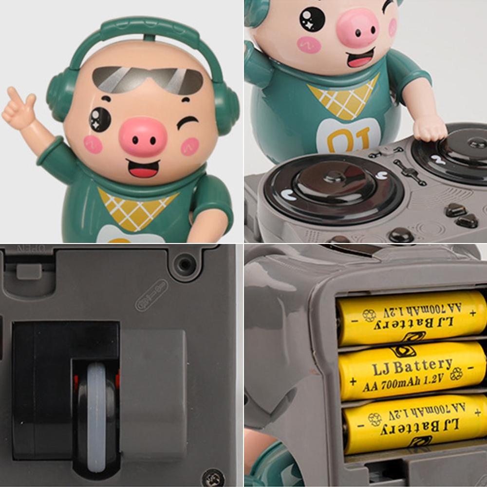 Lustiges elektrisches Musik-Tanz-DJ-Schweinchenspielzeug mit bunten, sich drehenden Lichtern