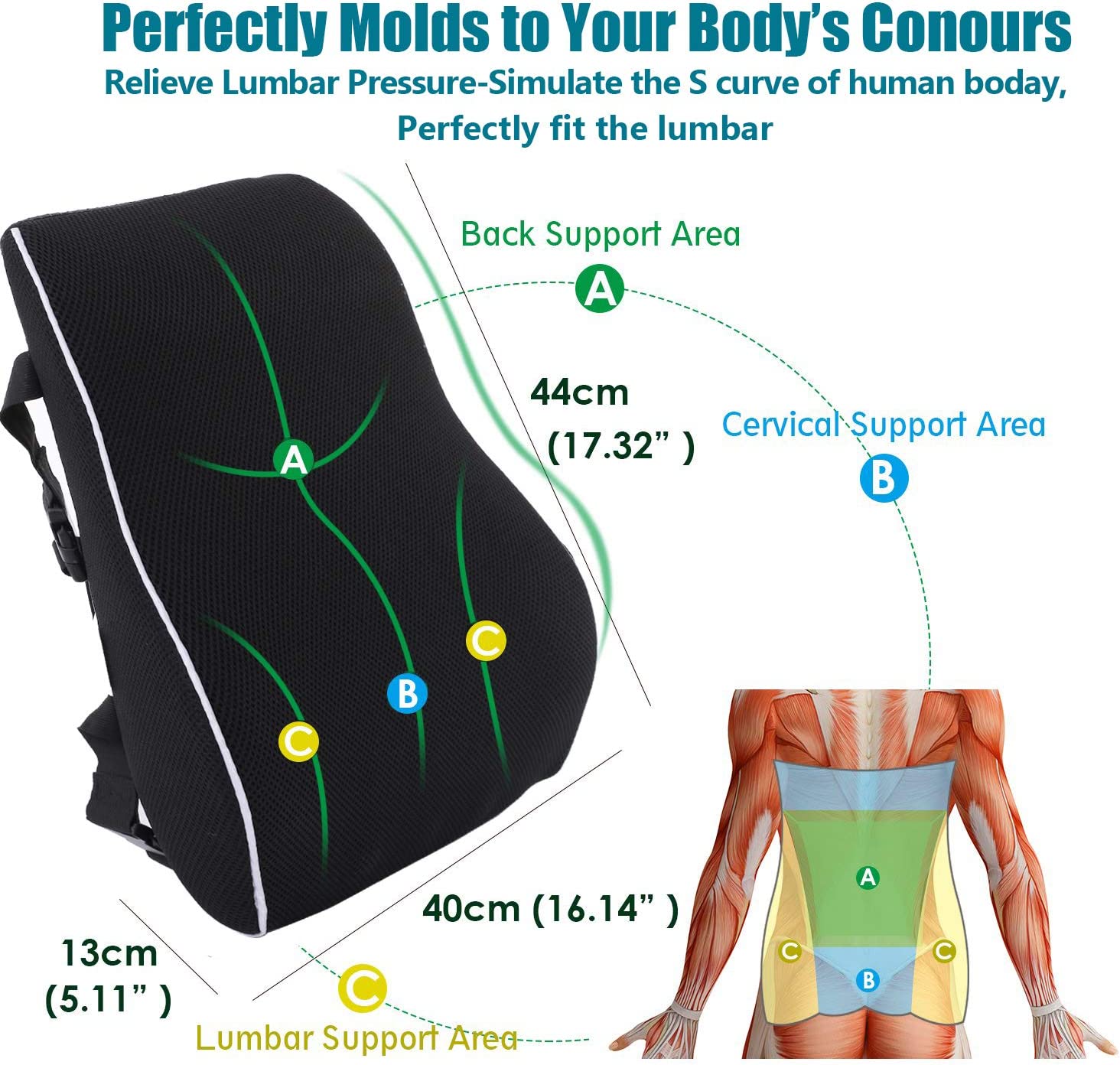 Ergonomic Lumbar Support Pillow with Memory Foam