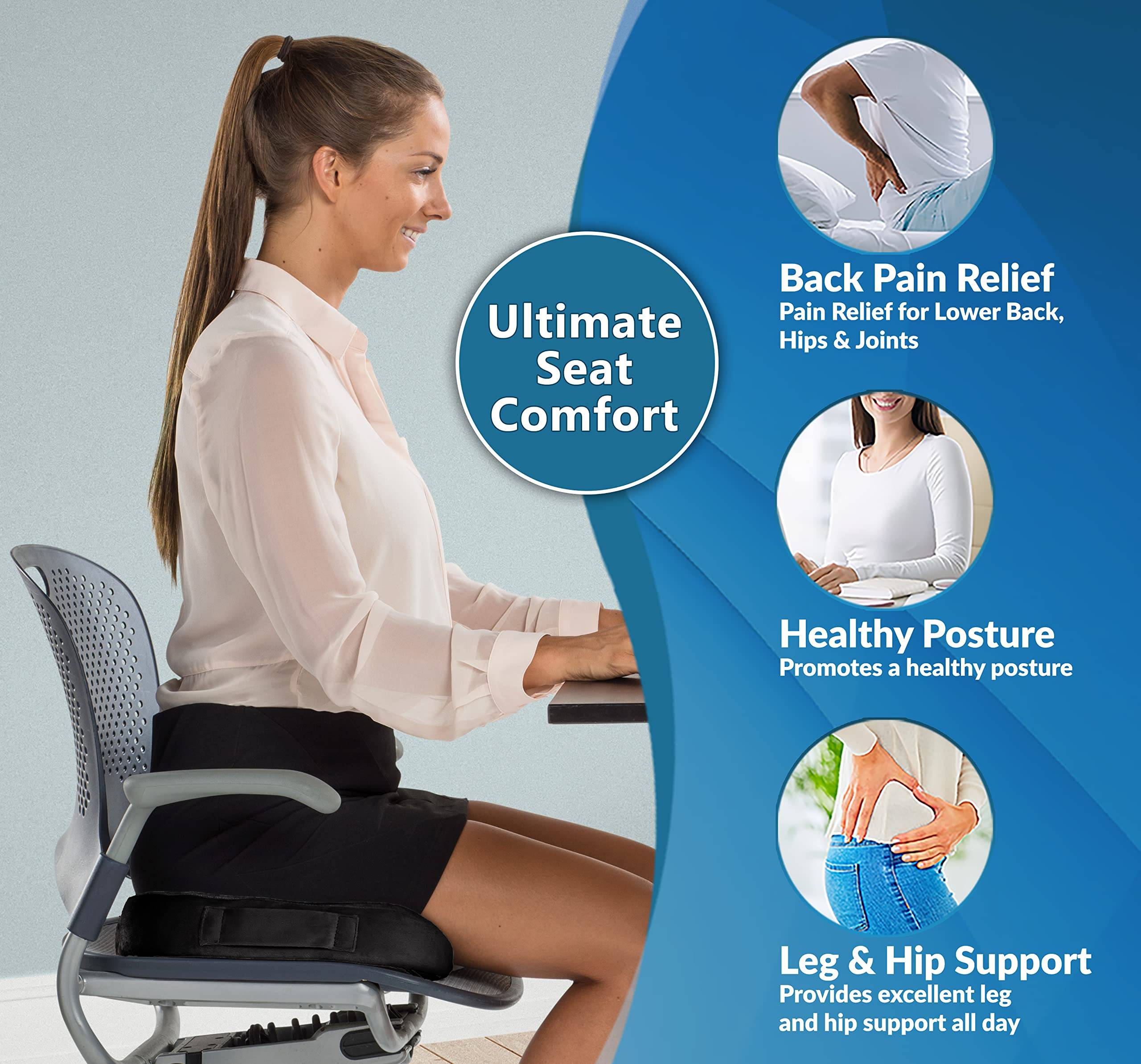 Non-Slip Orthopedic Gel & Memory Foam Seat Cushion for Decrease Coccyx Pain