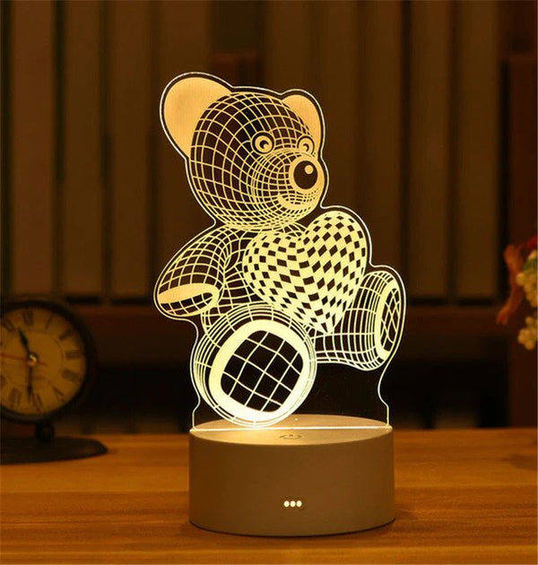 Romantische Liebe 3D Acryl LED Lampe für Zuhause Kinder Nachtlicht Tischlampe Geburtstagsparty Dekor Valentinstag Nachttischlampe