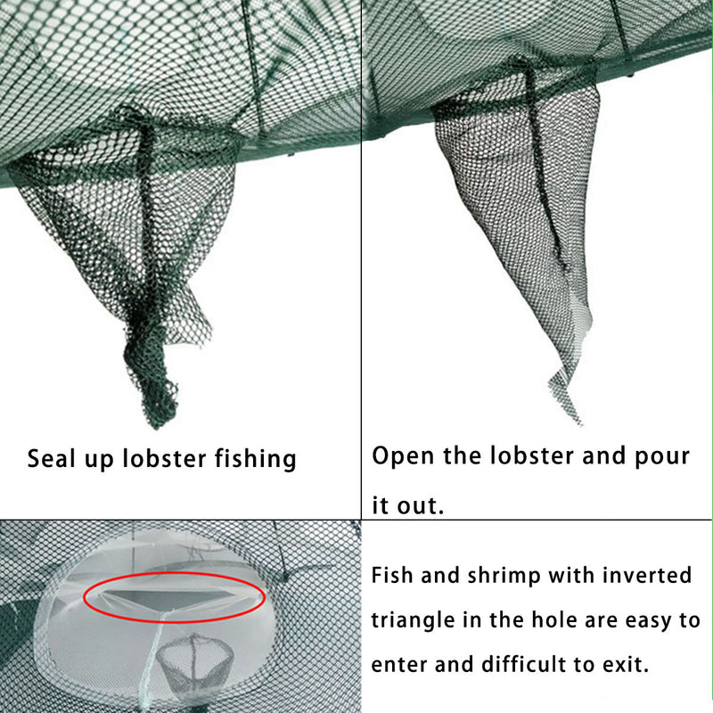 Strengthened 4-8 Holes Automatic Fishing Net Shrimp Cage Nylon Foldable Fish Trap Cast Net Cast Fold Crab trap Fishing Network