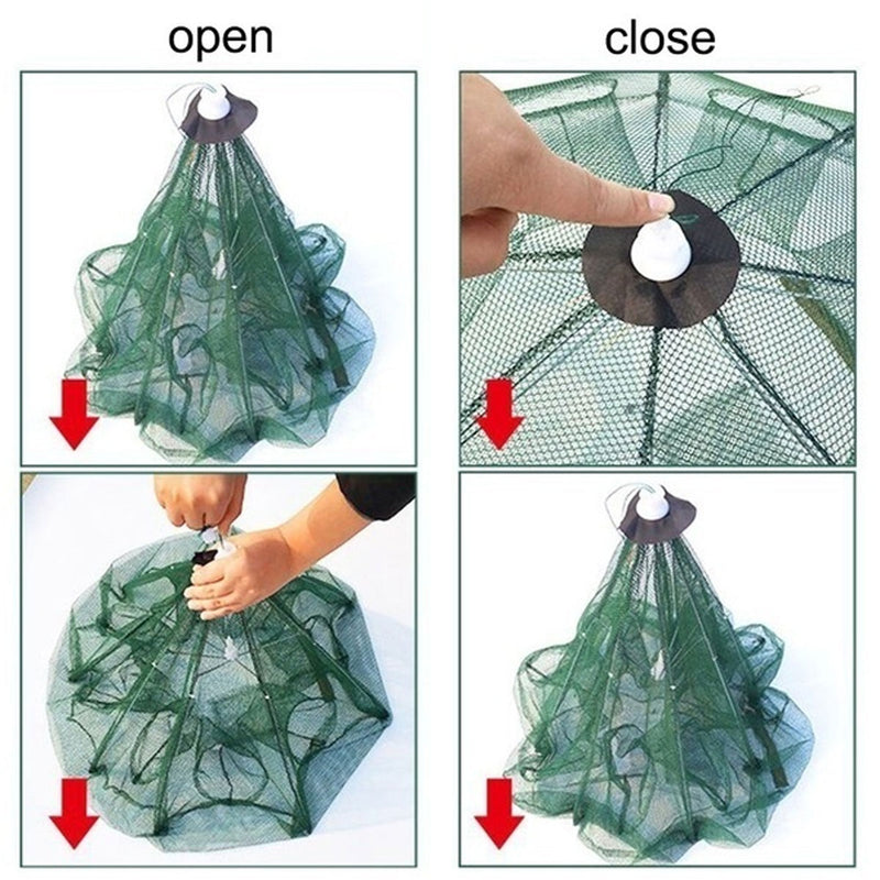 Strengthened 4-8 Holes Automatic Fishing Net Shrimp Cage Nylon Foldable Fish Trap Cast Net Cast Fold Crab trap Fishing Network
