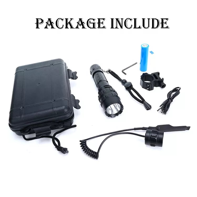 High Lumens USB Rechargeable Military Tactical Torch, Red Green Led Hunting Flashlight