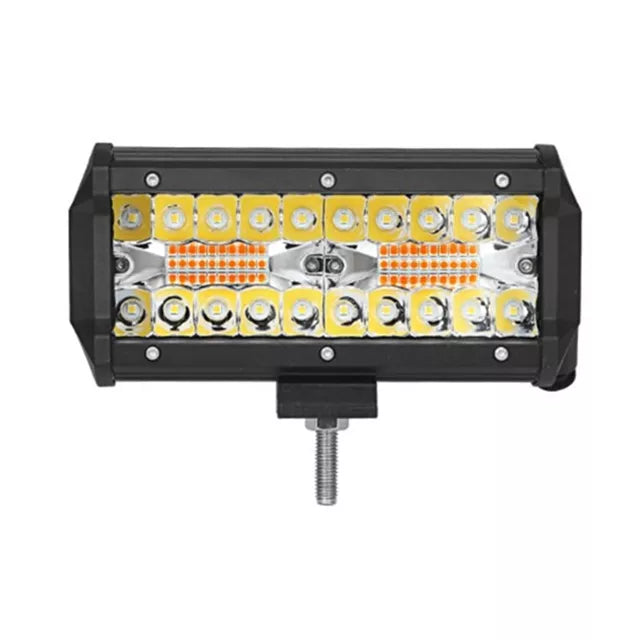 7Inch Led Light Bar 120W Driving Fog Off Road White & Amber Lights Waterproof